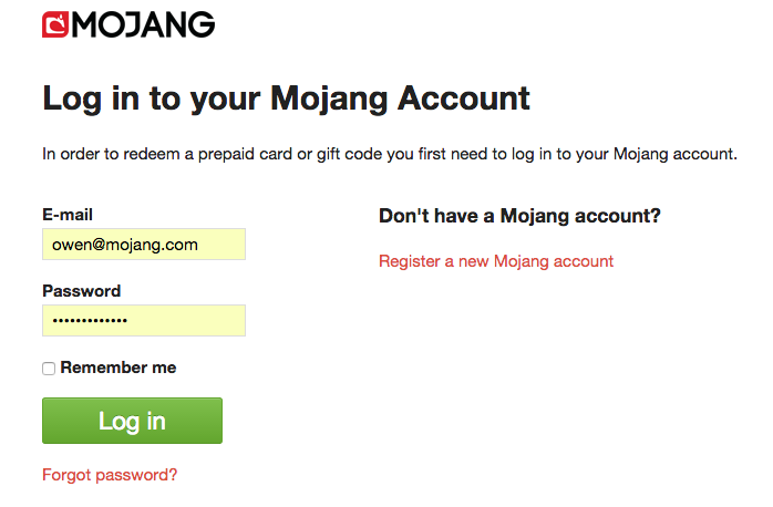 Minecraft Mojang Account