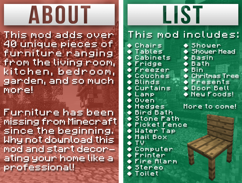 Furniture Mod 1.13.2/1.13.1/1.12.2/1.11.2/1.10.2 - 6Minecraft